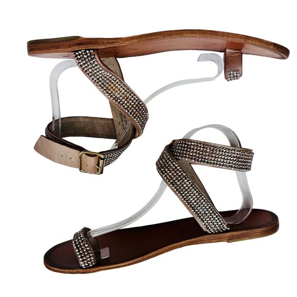 Free People Sunset Cruise Minimal Toe Ring Crystal Wrap Sandals Women's 40/9 - Picture 5 of 10